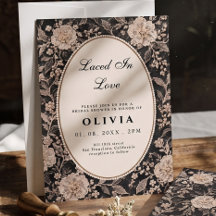 Elegant Black Cream Lace Floral Bridal Shower