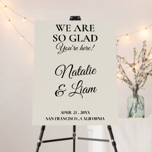 Elegant Black Creamy Modern retro Wedding Welcome  Foam Board