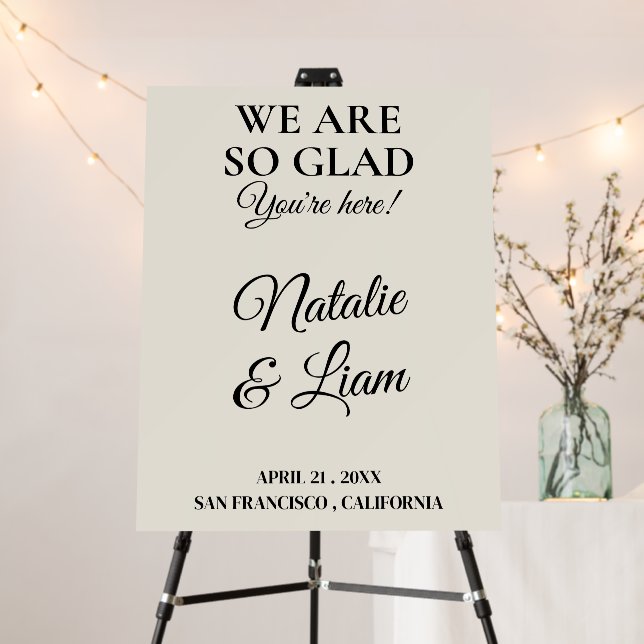 Elegant Black Creamy Modern retro Wedding Welcome  Foam Board (In Situ (Stand))