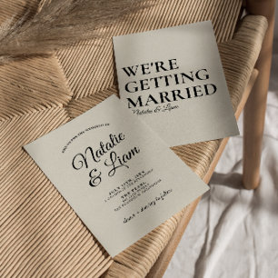 Elegant Black Creamy Retro Fun Bold Modern Wedding Invitation
