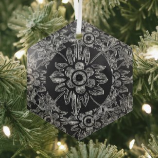Elegant Black Crystal Christmas Hexagon 