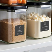 Elegant Black Custom Business Logo Pantry Labels