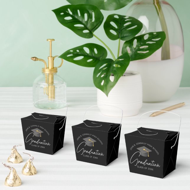 Elegant Black Custom Graduation Party Fortune Favor Boxes (Multiple)