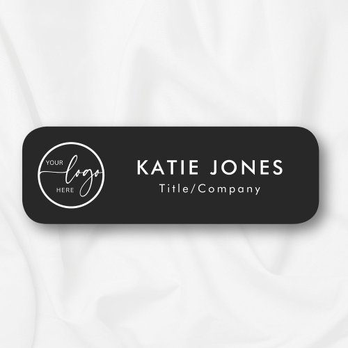 Elegant Black Custom Logo Employee ID Name Tag