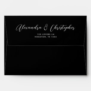 Elegant Black Custom Names Calligraphy Wedding Envelope