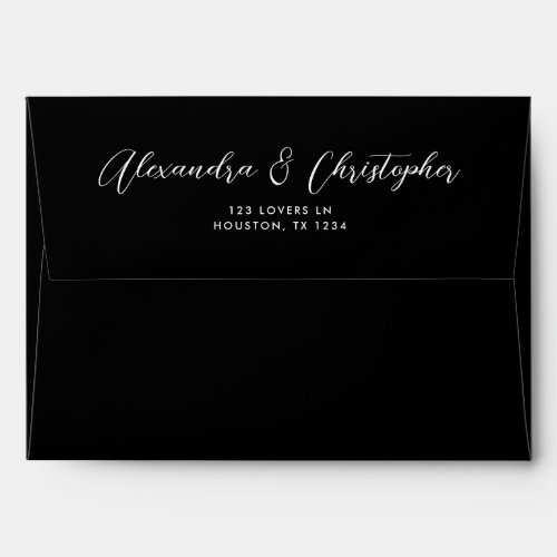 Elegant Black Custom Names Calligraphy Wedding Envelope