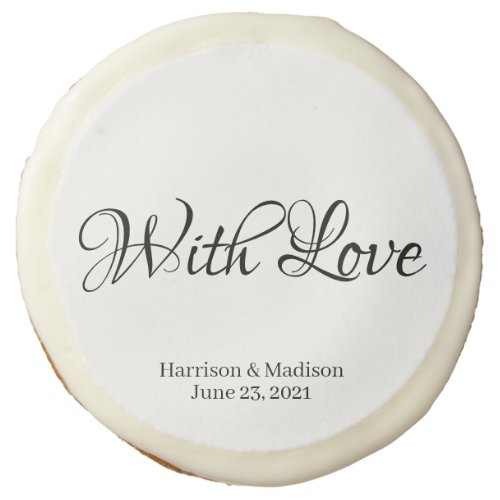 Elegant black Custom scrip Text Wedding gift favor Sugar Cookie