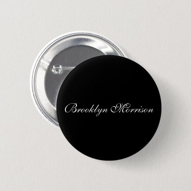 Elegant black custom script monogram name text button (Front & Back)