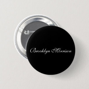 Elegant black custom script monogram name text button