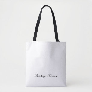 Elegant black custom script monogram name tote bag
