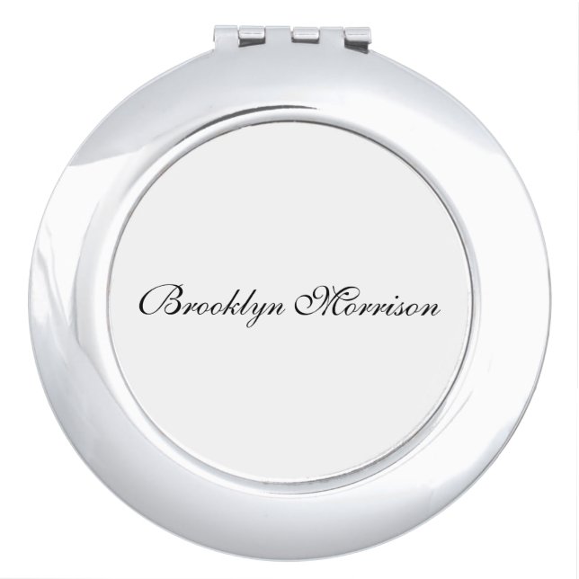 Elegant black custom script name monogram chic compact mirror (Front)