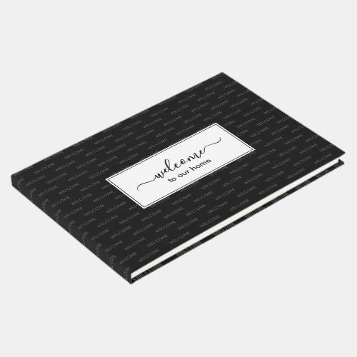 Elegant Black Custom WELCOME TO OUR HOME Guest Book