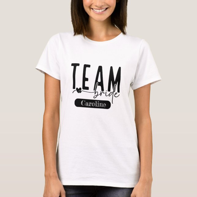 Elegant Black Customizable Team Bride Squad Tee (Front)