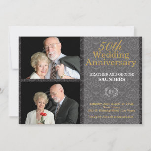 Elegant Black Damask 50th Wedding Anniversary