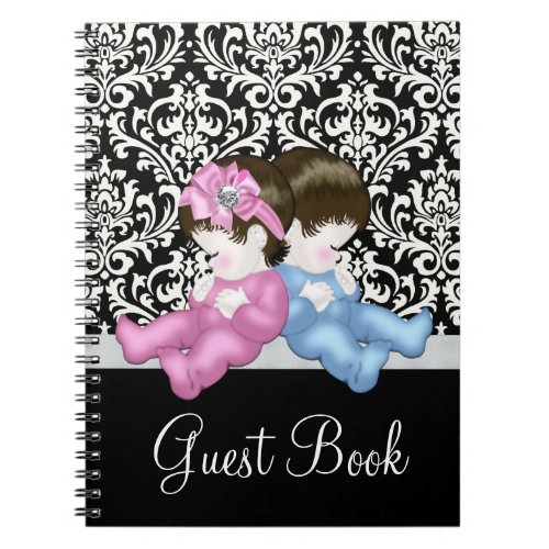 Elegant Black Damask Baby Shower Guest Book