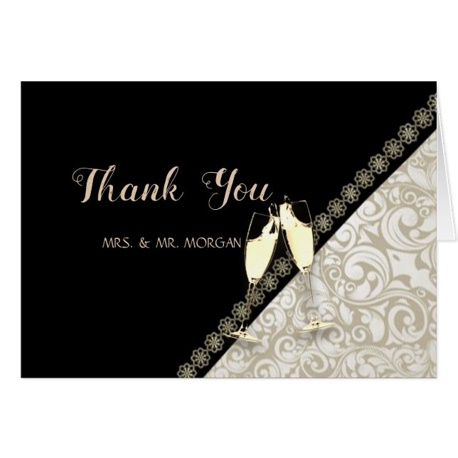 Elegant Black,Damask Cards (Front Horizontal)