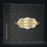 Elegant Black Damask,Chic ,Gold Frame 3 Ring Binder<br><div class="desc">Elegant sophisticated faux gold frame on black damask.</div>