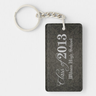 Elegant Black Damask Class of 2013 Graduation Keychain