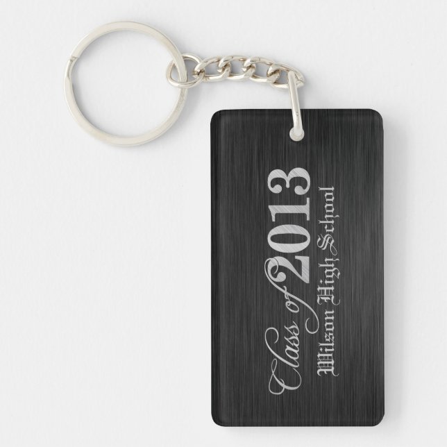 Elegant Black Damask Class of 2013 Graduation Keychain (Front)