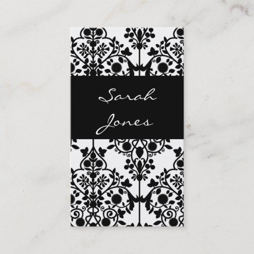 Elegant Black Damask Custom Business Card