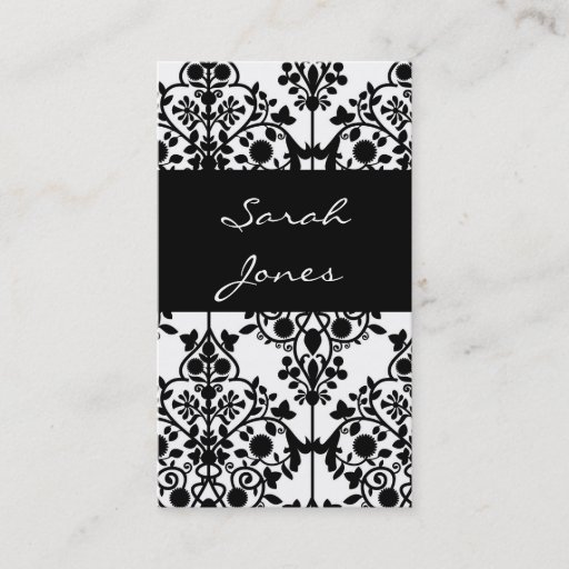 Customizable Elegant Black Damask Custom Business Card