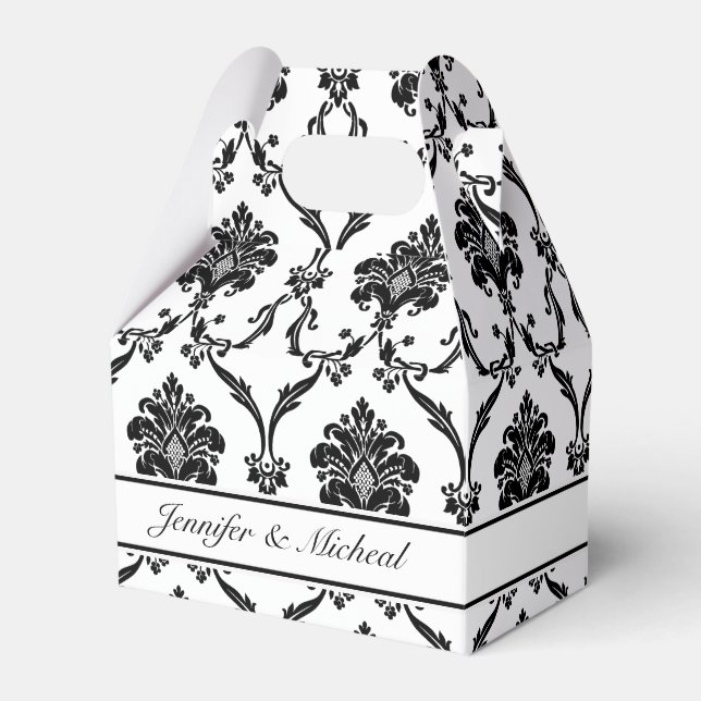 Elegant Black Damask Customizable　Favor Box (Front Side)