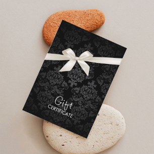 Elegant Black Damask Gift Certificate