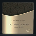 Elegant Black Damask Gold  3 Ring Binder<br><div class="desc">Elegant gold and black damask wedding planner.</div>