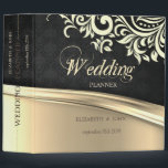 Elegant Black Damask  Gold Swirls Wedding Planner 3 Ring Binder<br><div class="desc">Elegant chic black damask with  gold swirls  wedding planner.</div>