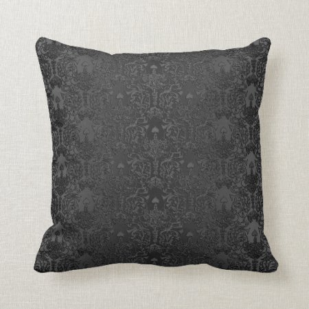 Elegant Black Damask Lace Throw Pillow