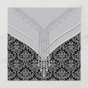 Elegant Black Damask Party Invitation