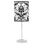 Elegant Black Damask Pattern Table Lamp at Zazzle