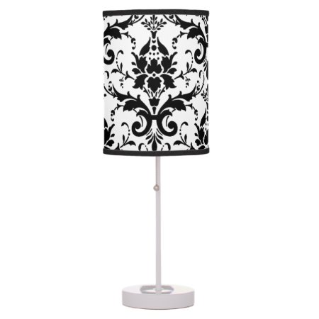 Elegant Black Damask Pattern Table Lamp