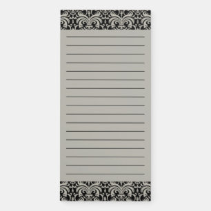 Elegant Black Damask To Do List Magnetic Notepad