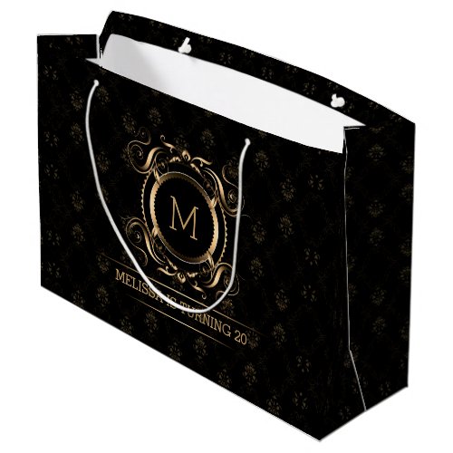 Elegant Black Damasks With Gold Frame Medium Gift Large Gift Bag