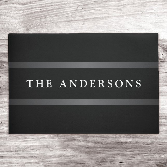 Elegant black dark gray family name or business doormat (Creator Uploaded)
