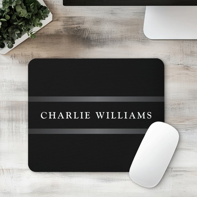 Elegant black dark gray family name or business mouse pad (Elegant black dark gray family name or business mouse pad)