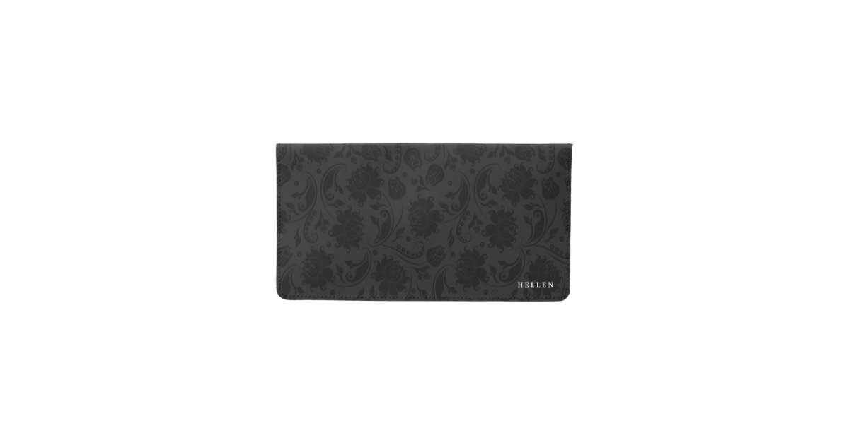 Elegant Black & Dark gray Vintage Damasks Pattern Checkbook Cover Zazzle