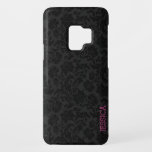 Elegant Black & Dark Gray Vintage Floral Damasks Case-Mate Samsung Galaxy S9 Case<br><div class="desc">Elegant vintage floral damasks pattern in black over custom dark gray background you can adjust and or change to any color you like,  right on the website. Customizable monogram.</div>