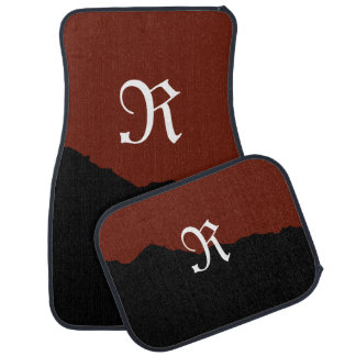 Elegant black & dark red monogram Set of Car Mats