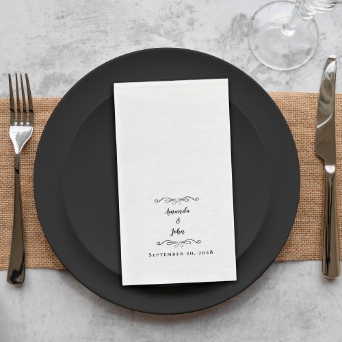 Elegant Black Delicate Formal Wedding Reception Paper Guest Towels
