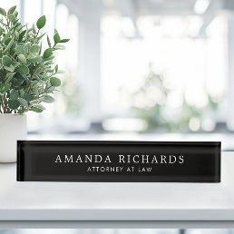 Elegant black desk name plate