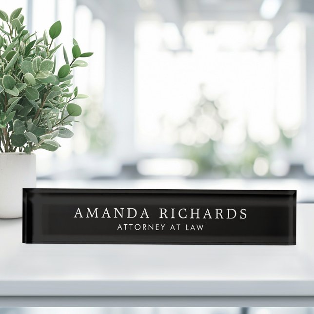 Elegant black desk name plate (Elegant black desk name plate)