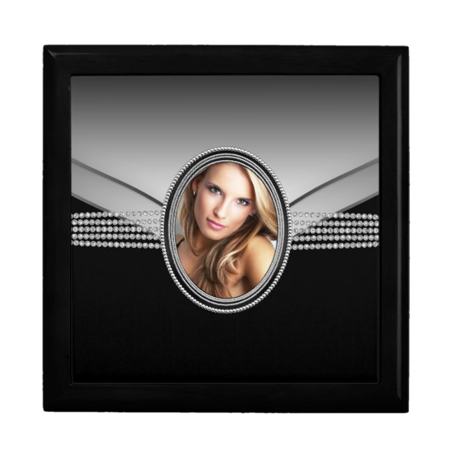 Elegant Black Diamond Photo Keepsake Gift Box (Front)