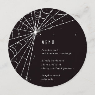 Elegant Black Diamond Spider Web Square/Round Menu