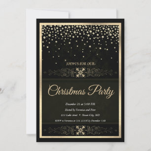 Elegant Black Diamonds Frame Christmas Invitation