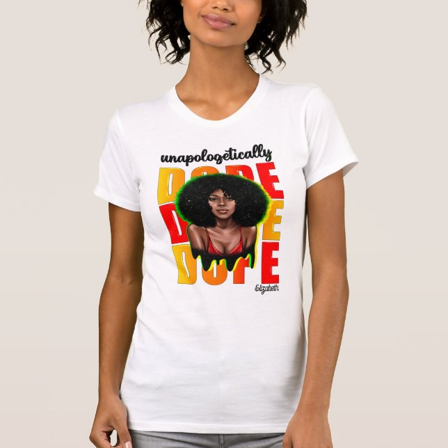 Elegant Black Diva with Bold, Modern Style T-Shirt (Front)