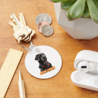 Elegant Black Dog Portrait-Realistic Pet Art Keychain