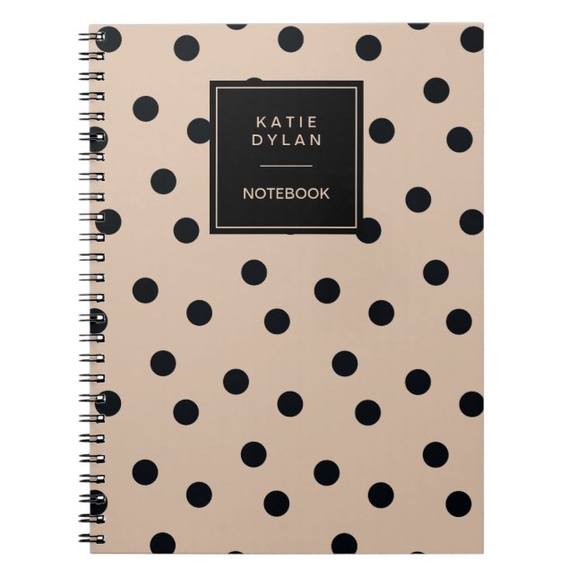 Elegant Black Dots on Beige Notebook (Front)