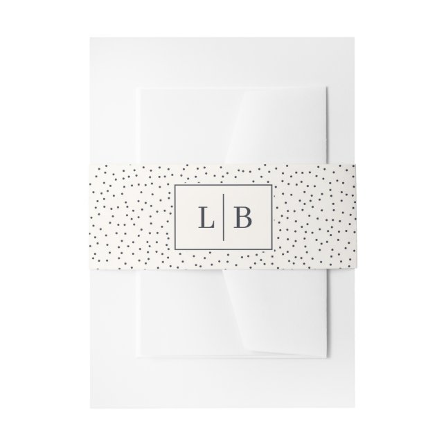 Elegant Black Dotted Initials Invitation Belly Band (Front Example)